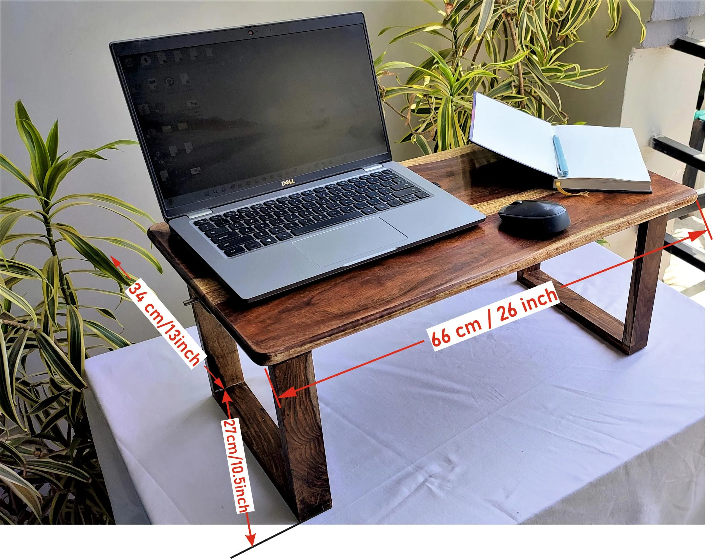 Wooden Bed Table Lapdesk Adjustable Portable for Study Laptop Table Study Table Breakfast Table Coffee Table Solid Wood Sturdy Heavy Duty (Split)